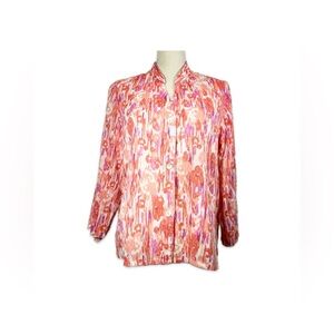 Hearts of Palm Button Down Blouse Women’s Size 14 Pink/Orange/White